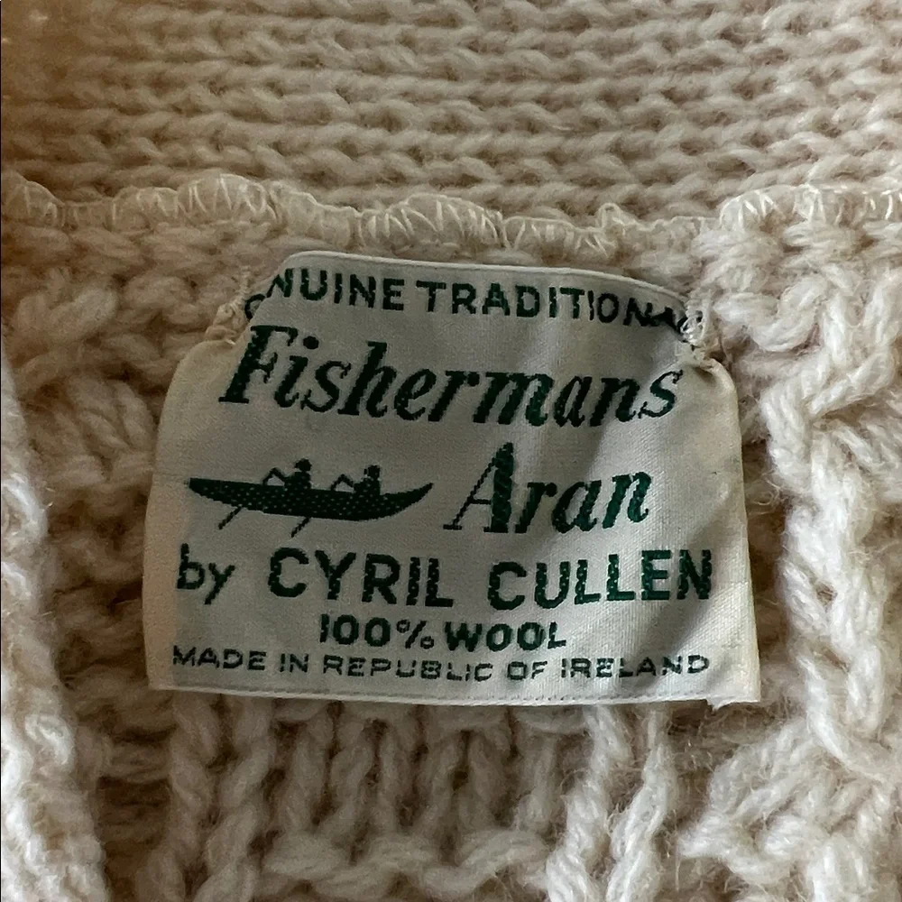 Vintage Aran Fisherman Wool Cream Cable Knit Sweater Vest - Picture 13 of 16